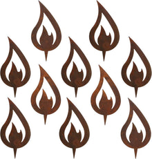 10er Set Rostige Flamme Deko Weihnachten Garten Advent 12x6cm