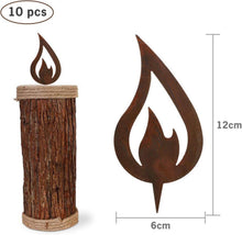10er Set Rostige Flamme Deko für Garten Weihnachten 12x6cm