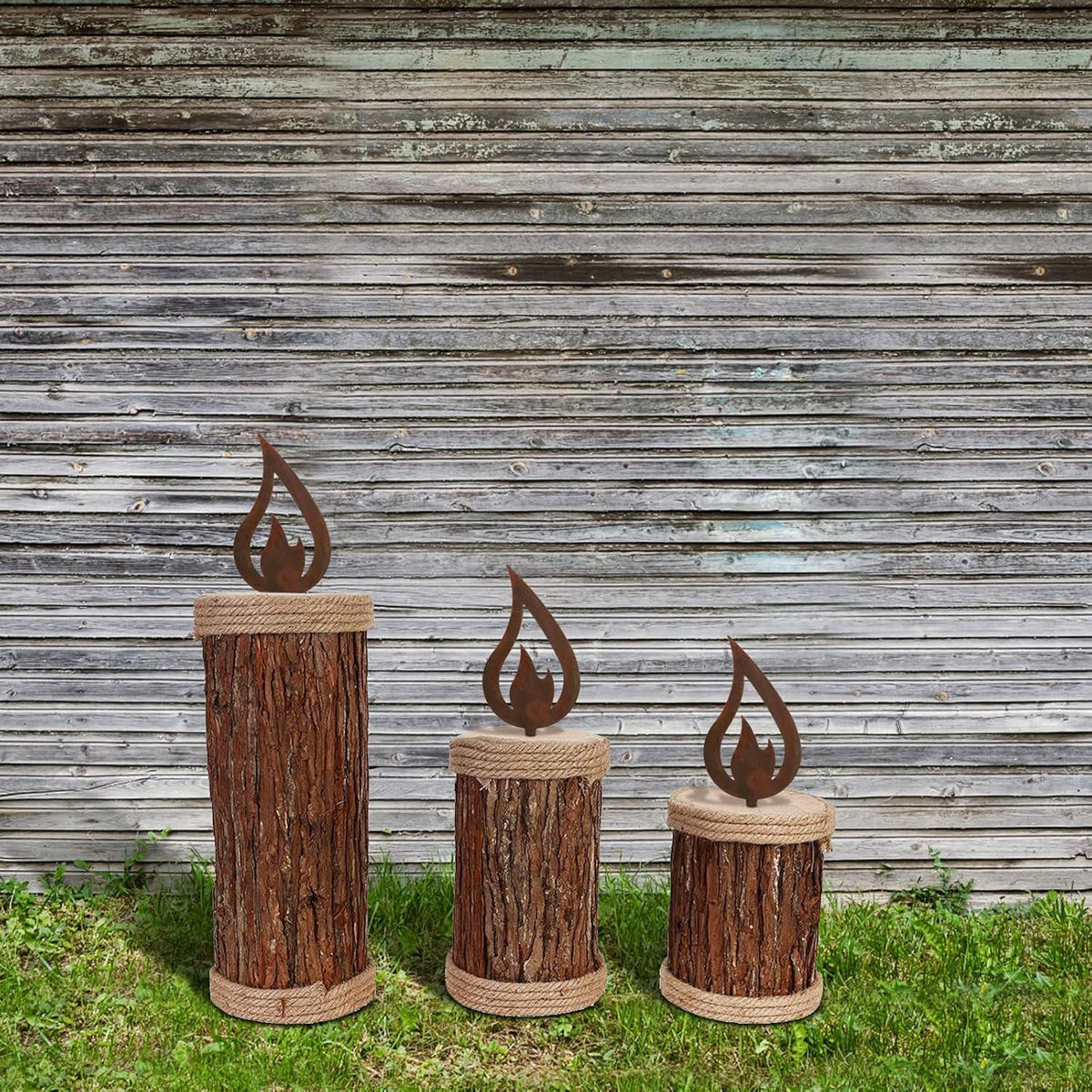 10x Rostige Flamme Edelrost Weihnachtsdeko Garten Kerze Advent 12x6cm