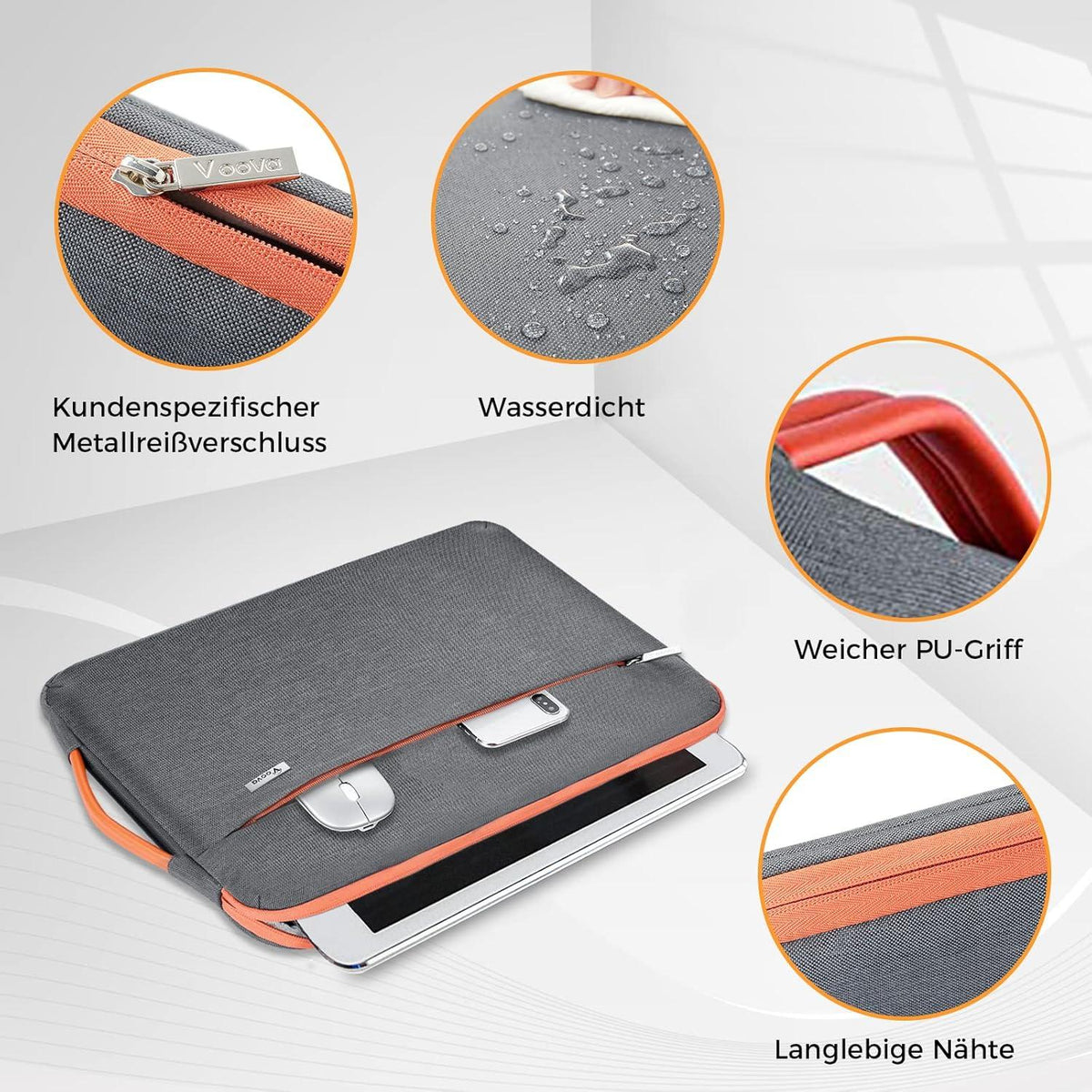 Laptop Hülle 14 Zoll MacBook Air Tasche Dunkelgrau Schutzhülle 360°Kompatibel HP Dell Asus Apple Huawei Dell Acer Lenovo Dell Microsoft Surface