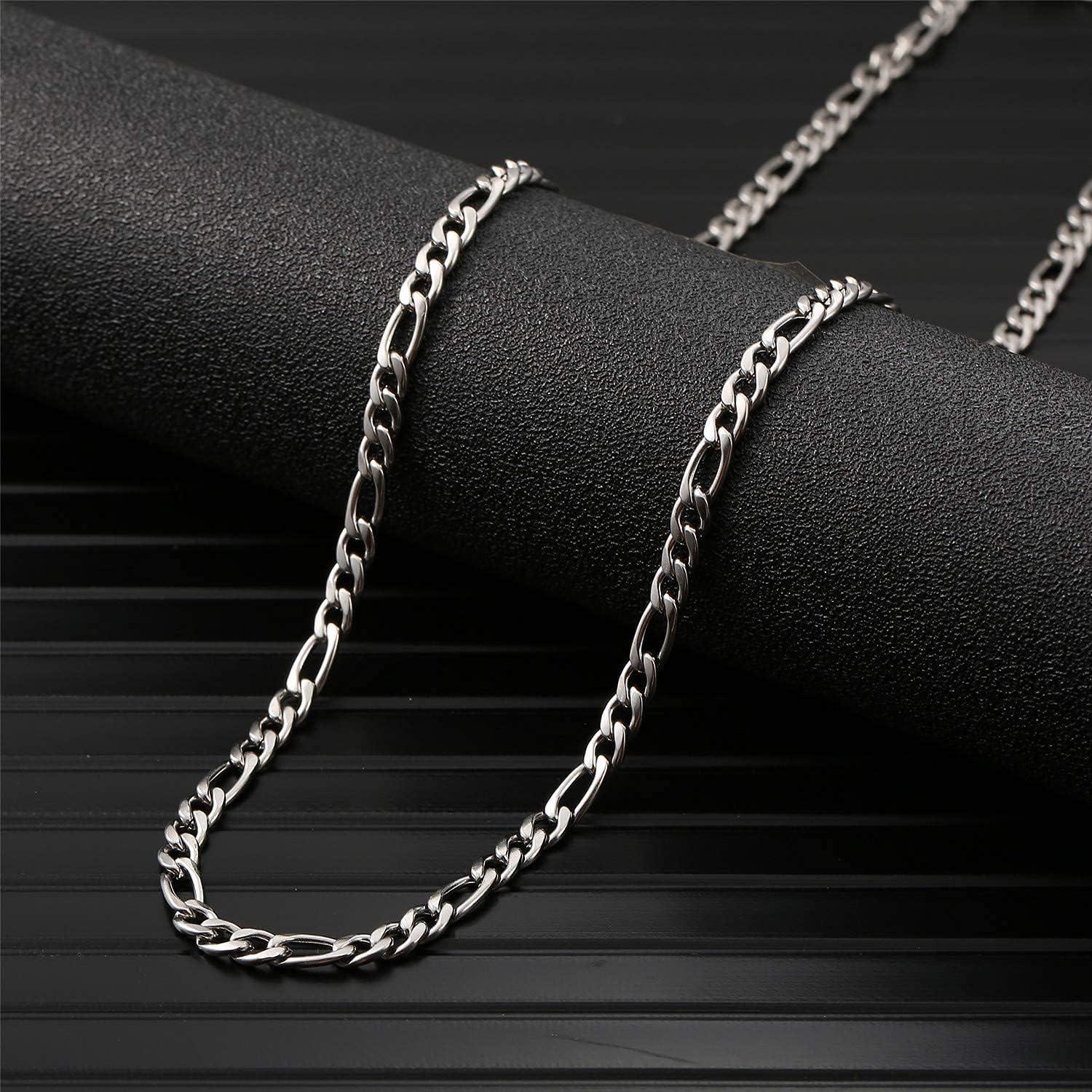 Herren Silber Edelstahl Panzerkette 5mm breit verschiedene Längen