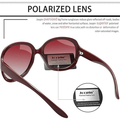 Übergroße Sonnenbrille Damen polarisiert UV400, Weinrot/Hellrot