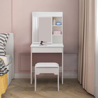 Schminktisch mit Hocker & Spiegel – Weißes Schlafzimmer-Set