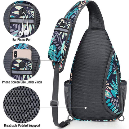 Sling Bag Rucksack mit Diebstahlschutz, Ahornblattblau