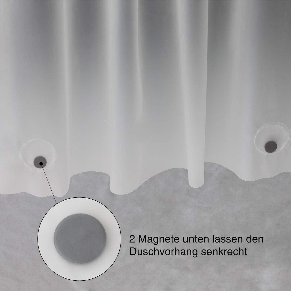 Duschvorhang mattglasartig mit Magneten 120x180cm