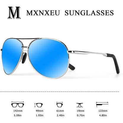 Sonnenbrille Herren polarisiert UV400 Fahrerbrille Vintage Blau Silber