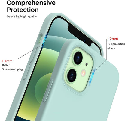 ORNARTO iPhone 12 | 12 Pro 6,1 Silikon Case Flüssig Silikon Hülle Schutz Minzgrün