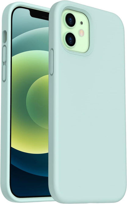 ORNARTO iPhone 12 Pro Flüssiges Silikon Stoßfeste Hülle Minzgrün
