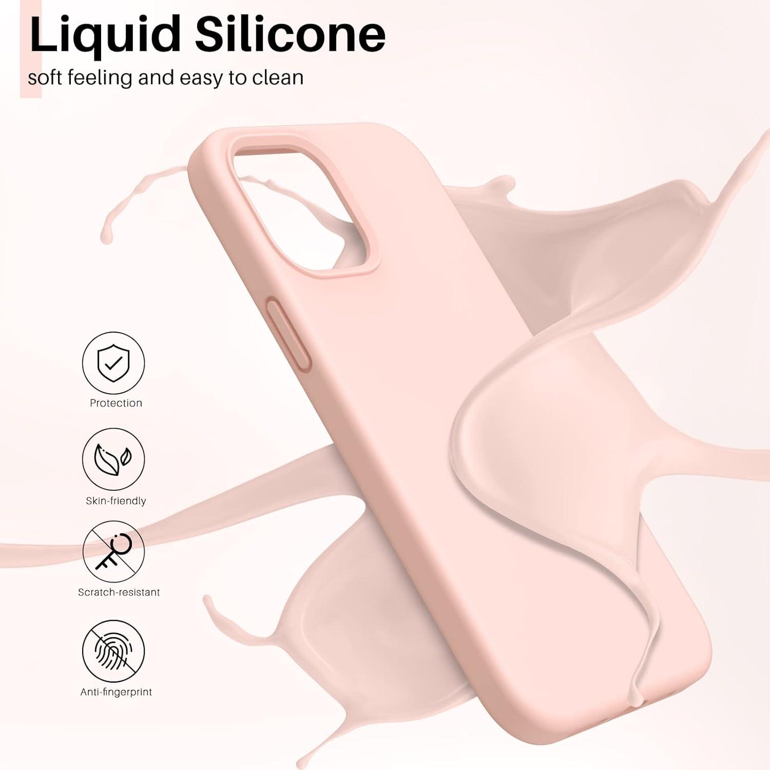 ORNARTO iPhone 12 Pro Max Silikon Hülle Stoßfestes Gel Rose