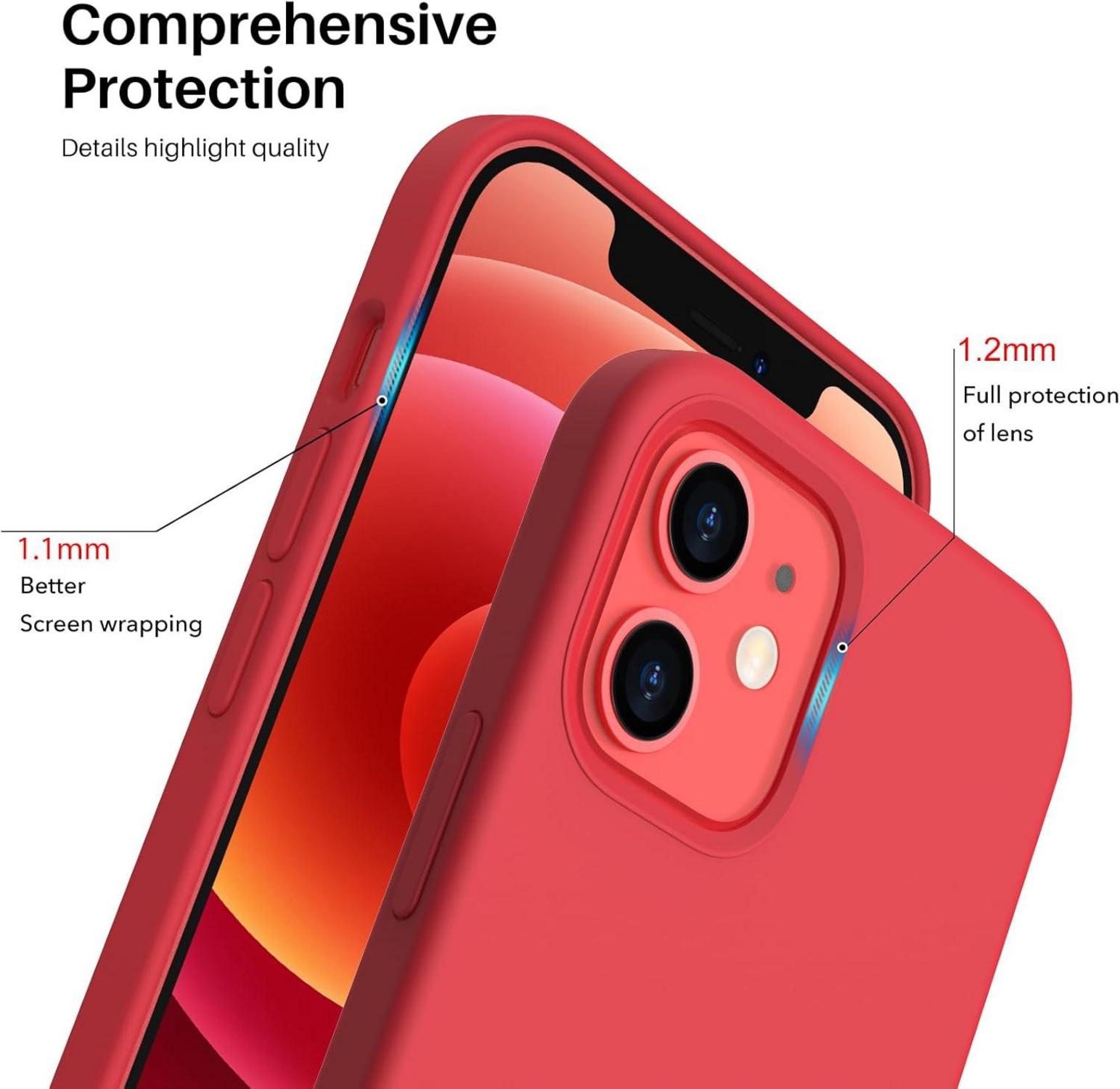 ORNARTO Silikon Case für iPhone 12 | 12 Pro 6,1 Zoll Rot Schutz Hülle