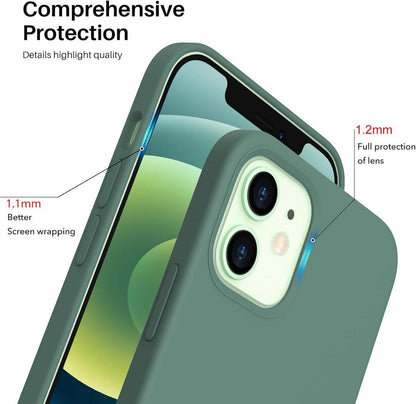 ORNARTO iPhone 12/12 Pro 6,1 Silikon Case Piniengrün Voller Schutz