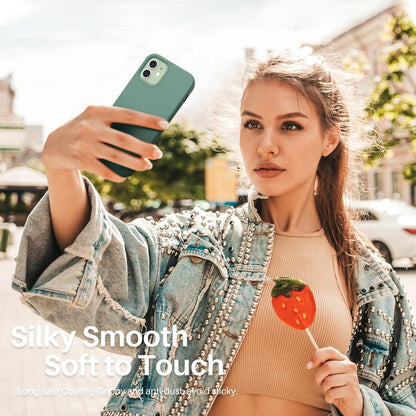 iPhone 12 Silikon Case Flüssig Ultra Dünn Voller Schutz Piniengrün