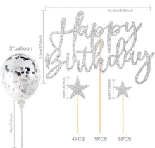 iZoeL Happy Birthday Silber Sterne Topper Kuchendeko Mädchen