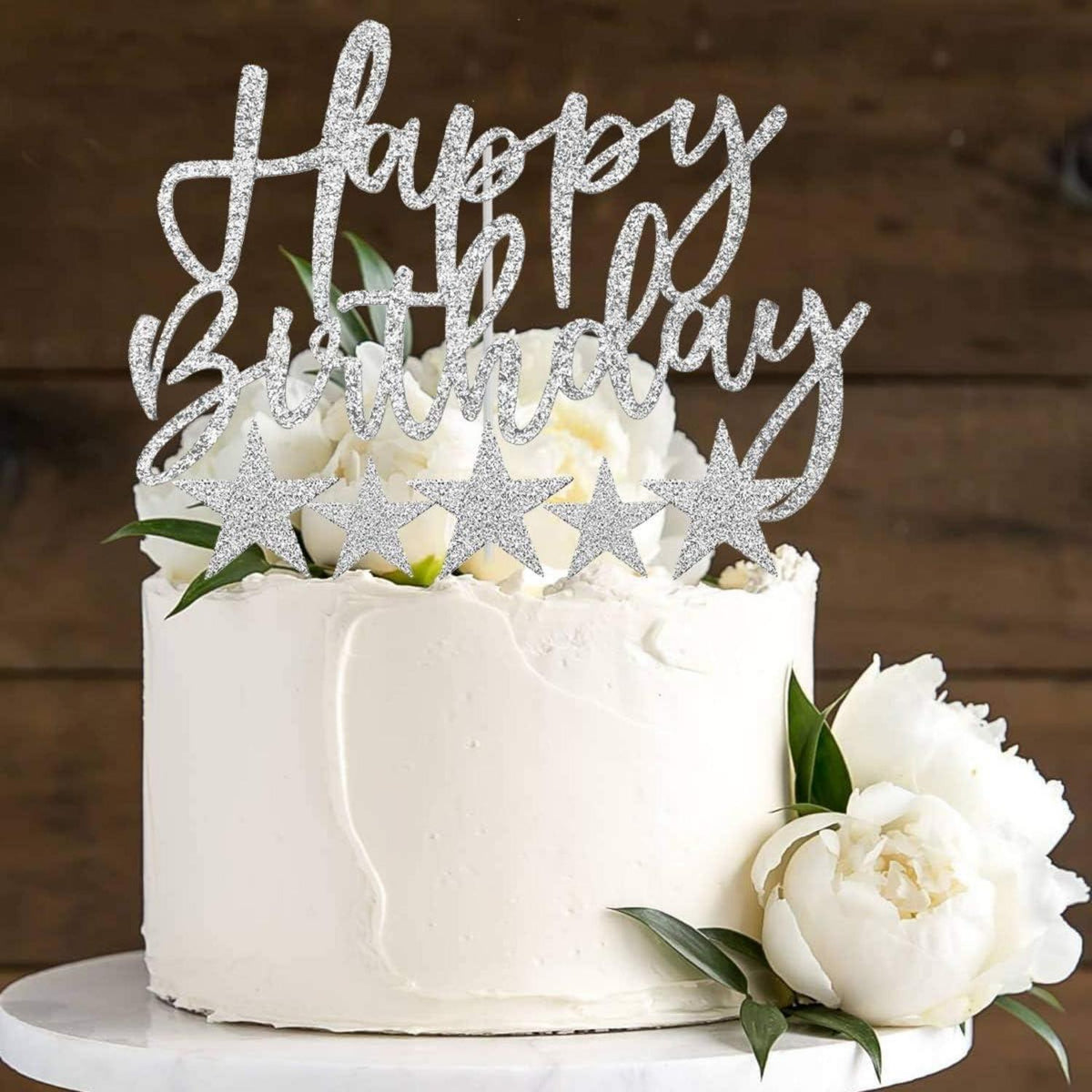 Glitzer Happy Birthday Tortendeko Set Sterne Konfetti Luftballon