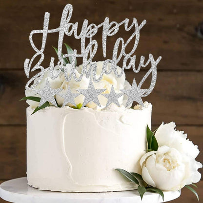 Glitzer Happy Birthday Tortendeko Set Sterne Konfetti Luftballon