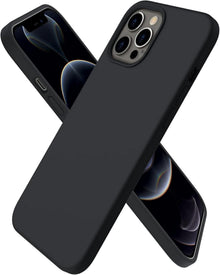 ORNARTO iPhone 12 Pro Max 6,7 Silikon Case Flüssig Schwarz
