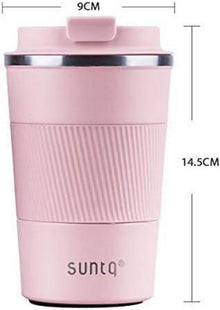 SUNTQ Kaffeebecher to go Thermo aus Edelstahl Rosa 380ml