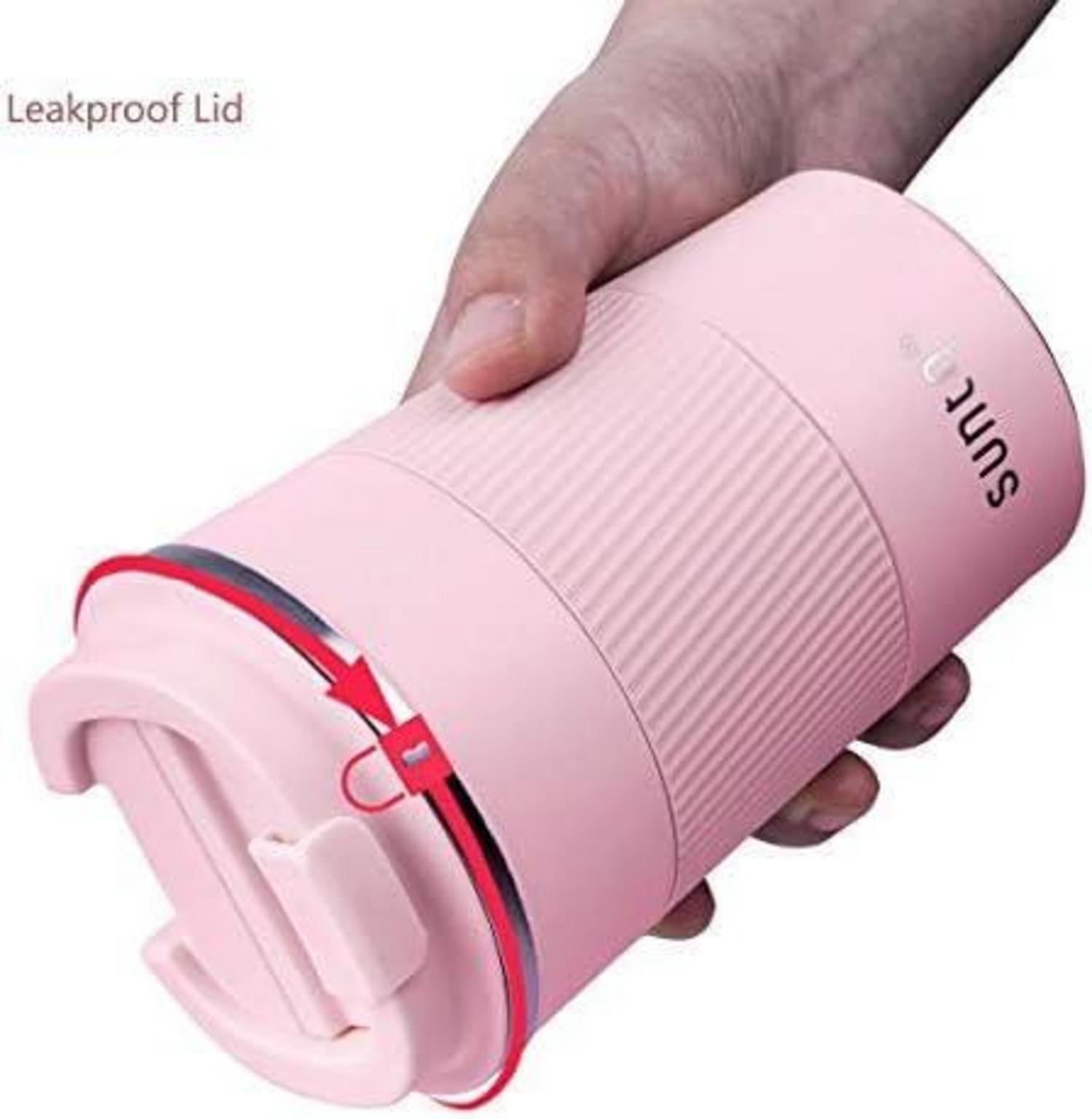 SUNTQ Thermo Kaffeebecher Edelstahl Doppelwand Isoliert 380ml Rose