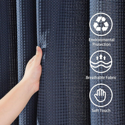 Waffel Duschvorhang Marineblau Stoff Textil 182x182cm inkl. Metallringe