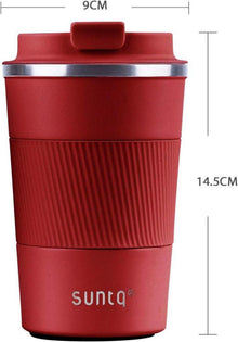 SUNTQ Kaffeebecher to go Edelstahl Thermobecher Weinrot