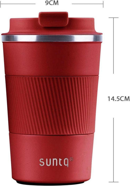 SUNTQ Kaffeebecher to go Edelstahl Thermobecher Weinrot
