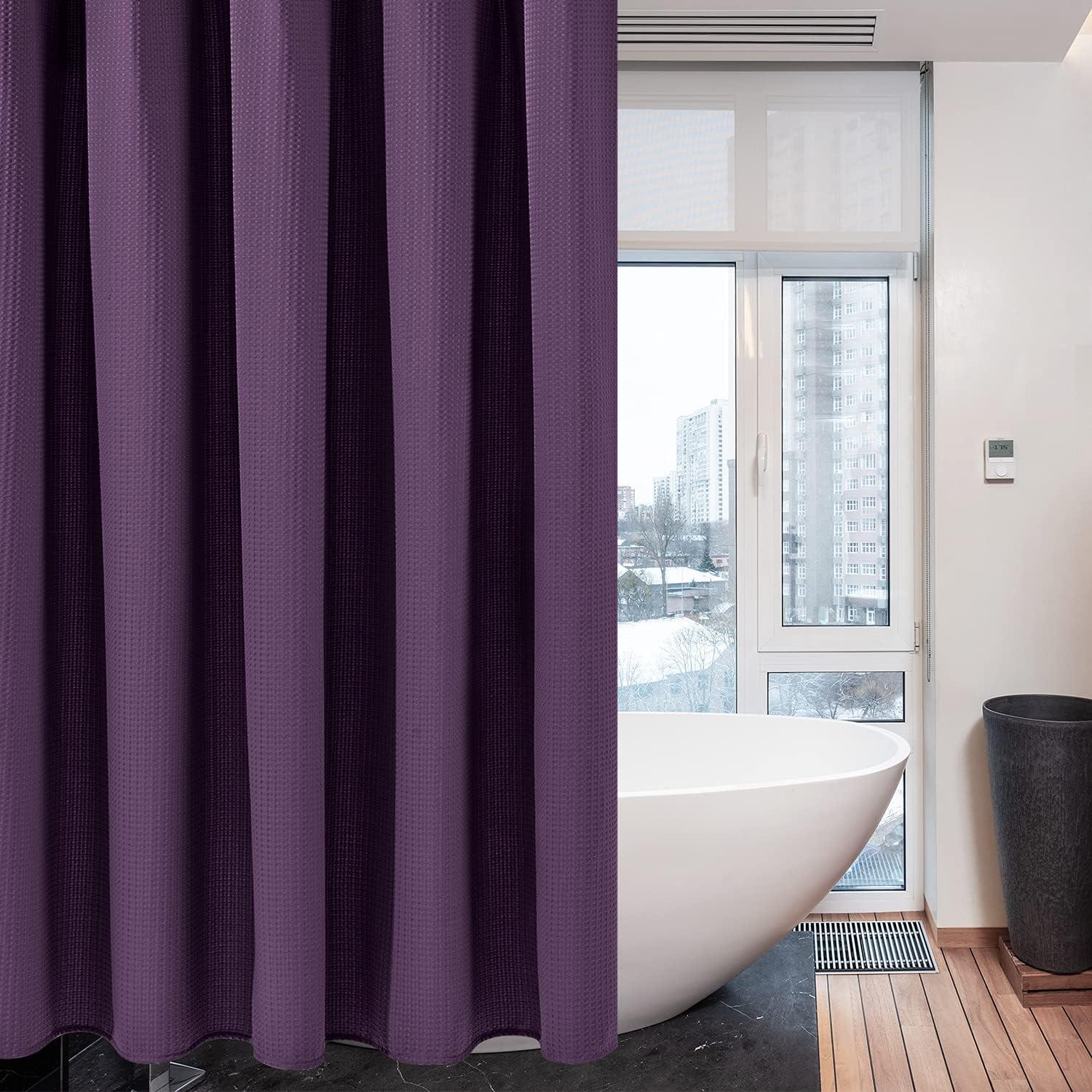 Waffel Duschvorhang Antischimmel Textil Vorhang 182x182cm Lila