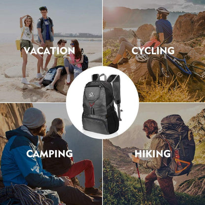 Ultraleicht Faltbarer Rucksack 20L für Outdoor Trekking Wandern Grau
