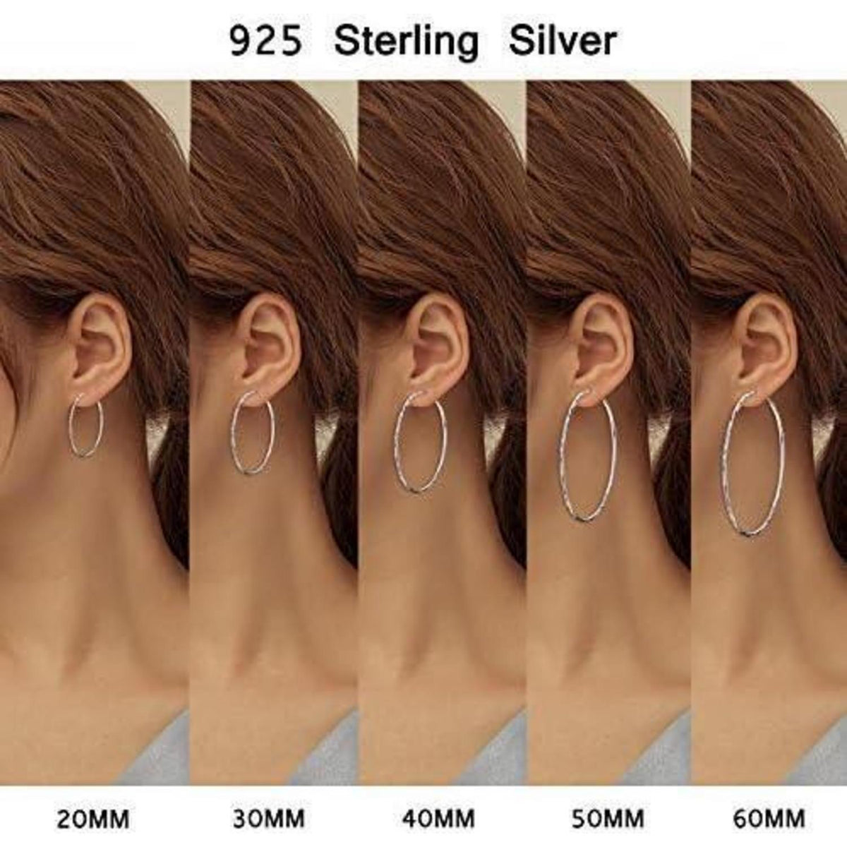 925 Sterling Silber Kreis Creolen 40mm für Damen