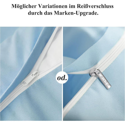 2er Set Kissenbezug 40x80 Hellblau Mikrofaser Reißverschluss