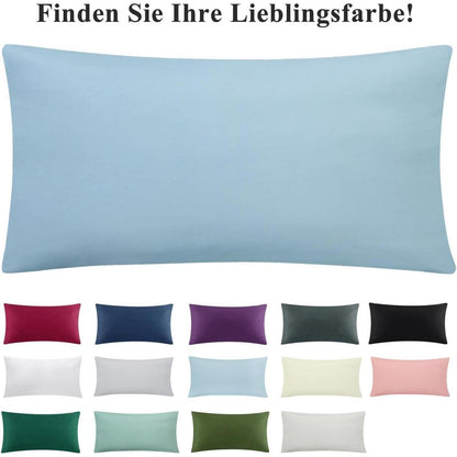 2er Set Kissenbezug 40x80 Hellblau Mikrofaser Reißverschluss