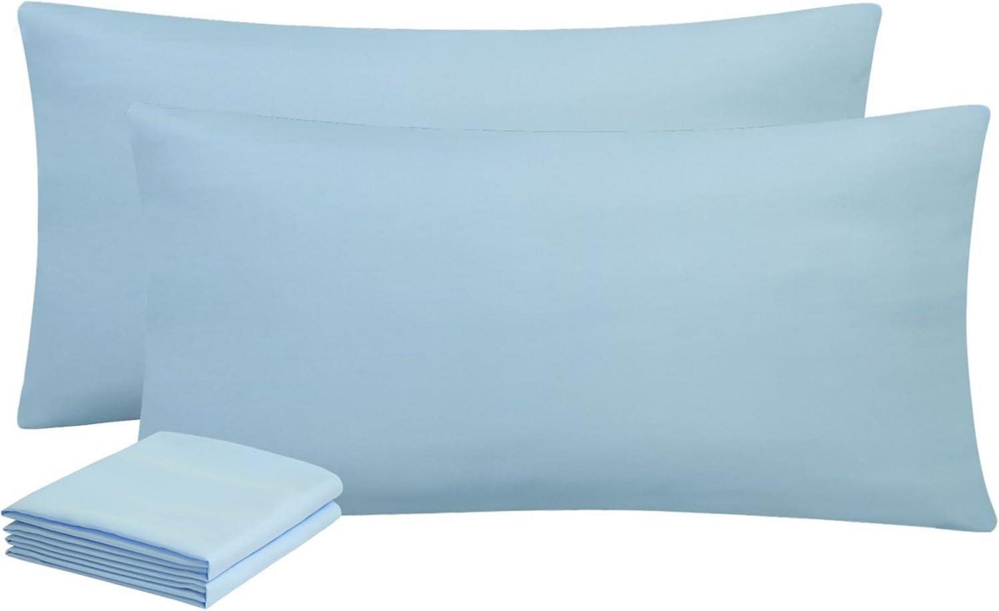 2er Set Kissenbezug 40x80 Hellblau Mikrofaser Weich mit Reißverschluss