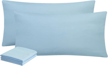 2er Set Kissenbezug 40x80 Hellblau Mikrofaser Weich mit Reißverschluss