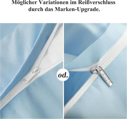 Kissenbezug 40x80 2er Set Hellblau Mikrofaser Reißverschluss