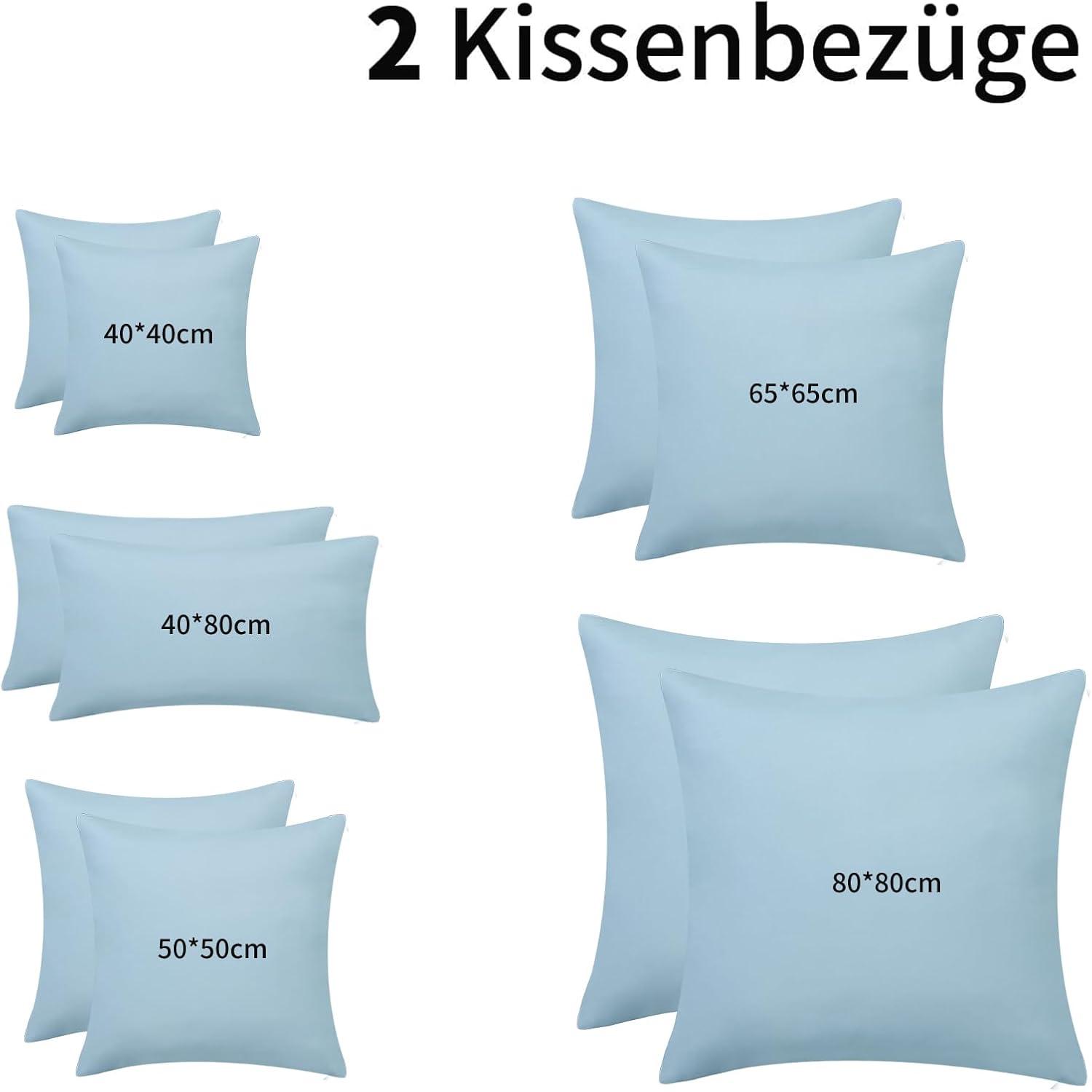 Kopfkissenbezug 40x80 Hellblau 2er Set Mikrofaser atmungsaktiv