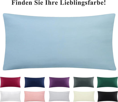 2er Set Kissenbezug 40x80 Hellblau Mikrofaser mit Reißverschluss