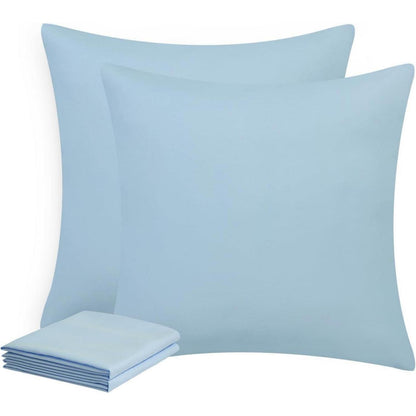Kissenbezug 80x80 2er Set Hellblau Mikrofaser Reißverschluss