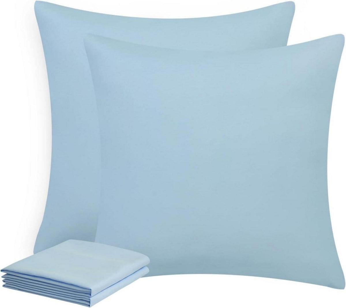 Kissenbezug 80x80 Hellblau 2er Set Mikrofaser Reißverschluss