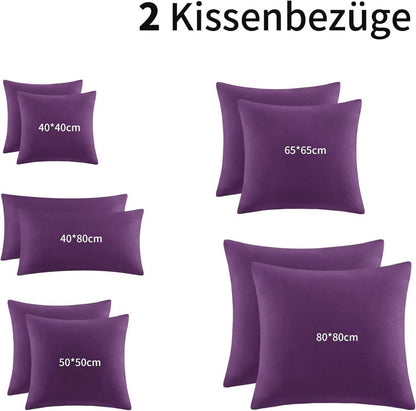 Kissenbezug 40x80 2er Set Lila Mikrofaser Reißverschluss Weich