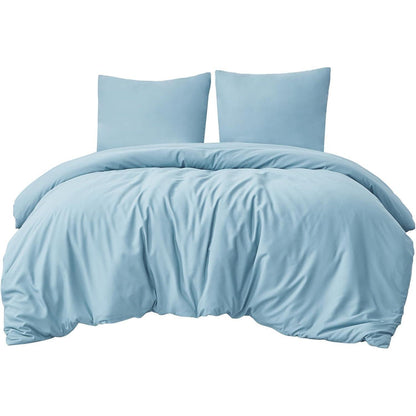 Bettwäsche Set 200x220 Hellblau Mikrofaser Reißverschluss