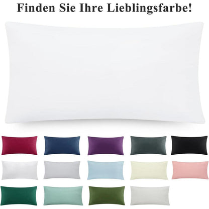 Kissenbezug 40x80 Weiß 2er Set Mikrofaser mit Reißverschluss