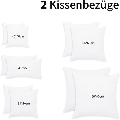 Kissenbezug 40x80 Weiß 2er Set Mikrofaser Reißverschluss