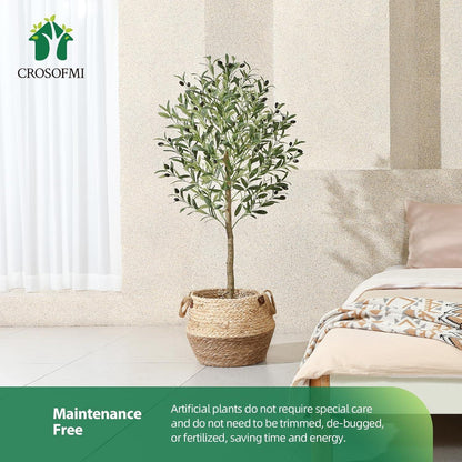 CROSOFMI Künstlicher Olivenbaum 120cm Kunstpflanze Indoor