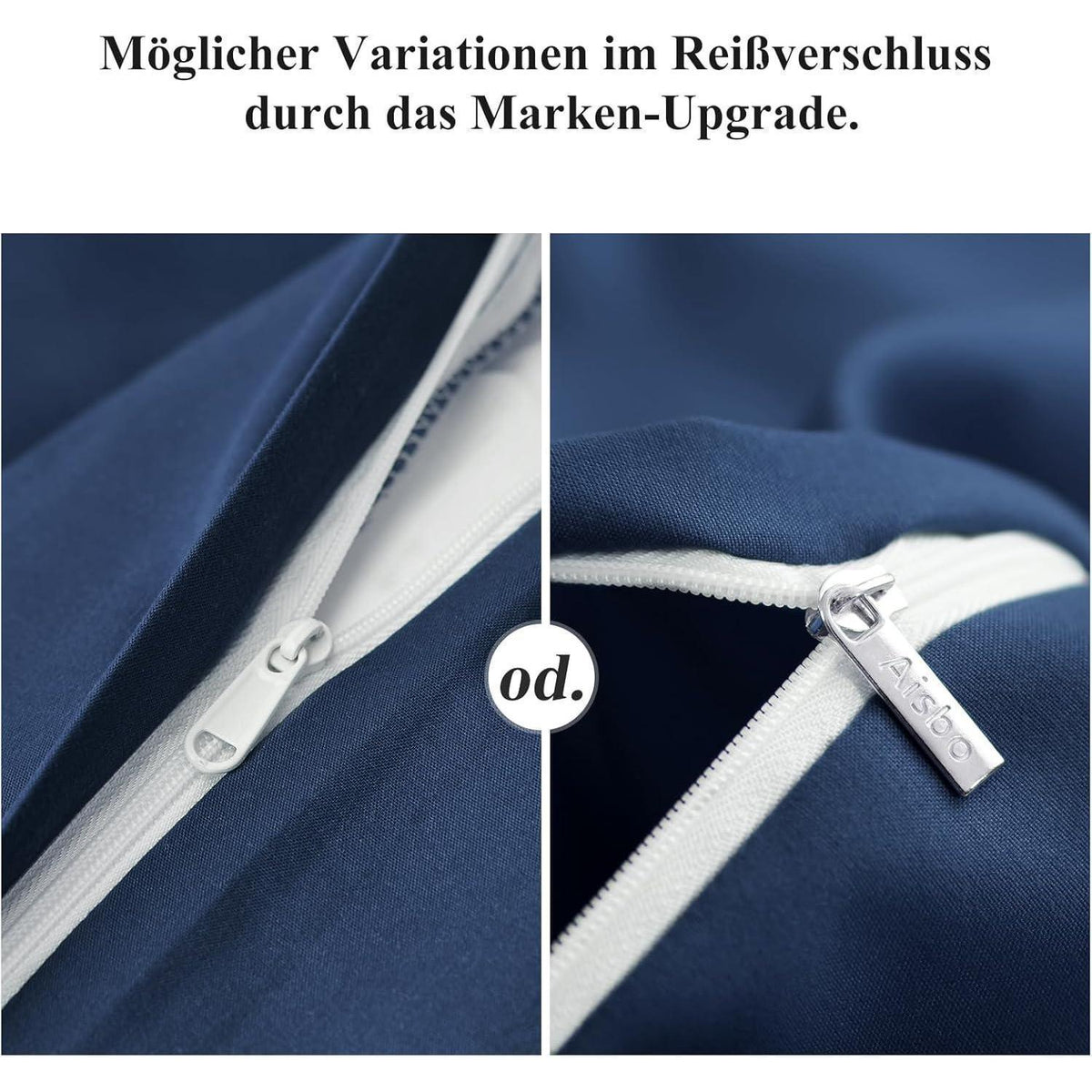 Bettwäsche-Set 200x200cm Mikrofaser Marineblau mit Reißverschluss