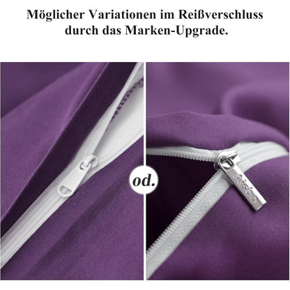 Kissenbezug 80x80 2er Set Lila Mikrofaser Reißverschluss
