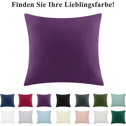 Kissenbezug 80x80 2er Set Lila Mikrofaser Reißverschluss