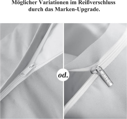Kopfkissenbezug 40x80cm 2er Set Hellgrau Mikrofaser Weich Reißverschluss