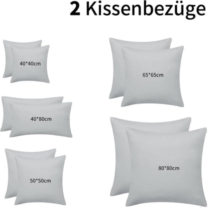 Kissenbezug 40x80 Hellgrau 2er Set Mikrofaser Reißverschluss