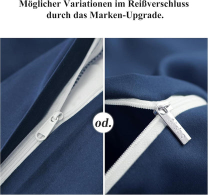 Kissenbezug 40x80 Blau Mikrofaser 2er Set Reißverschluss Weich