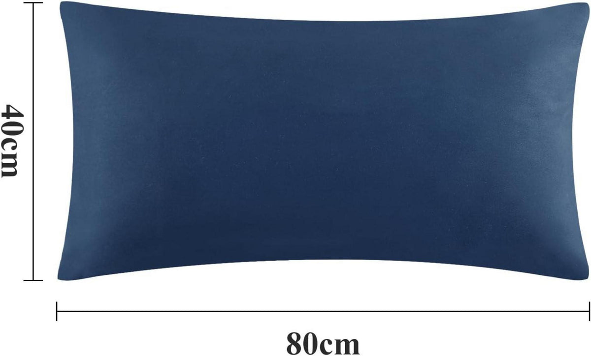 2er Set Blauer Kissenbezug 40x80 Mikrofaser Weich Reißverschluss