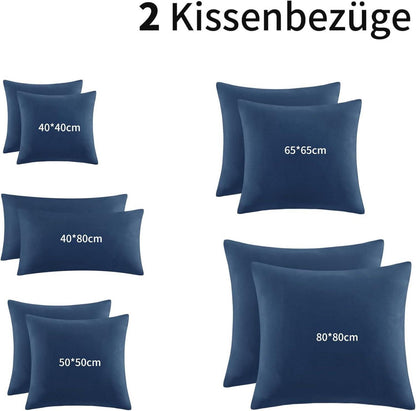 Kissenbezug Blau 40x80 2er Set Mikrofaser Reißverschluss